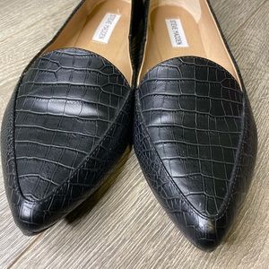 Steve Madden Black Faux Gator Loafers
